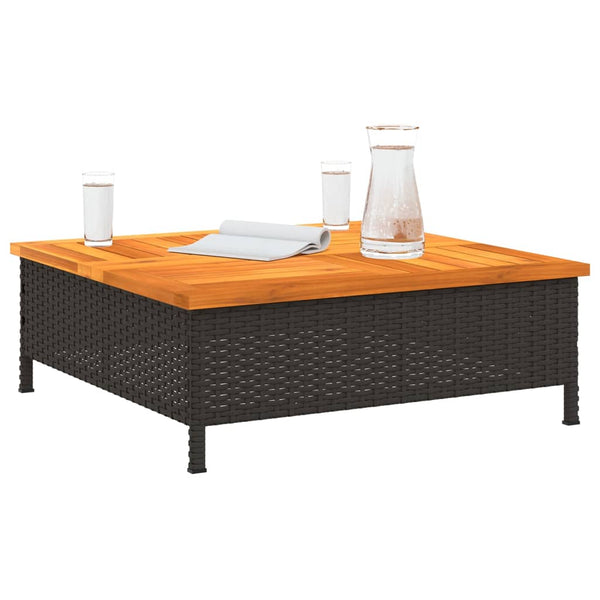 Schwarzer Gartentisch 70x70 cm Rattan Akazie
