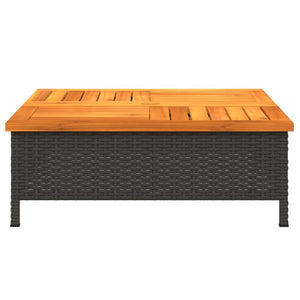 Schwarzer Gartentisch 70x70 cm Rattan Akazie