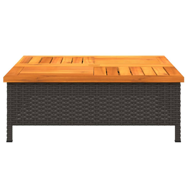 Schwarzer Gartentisch 70x70 cm Rattan Akazie