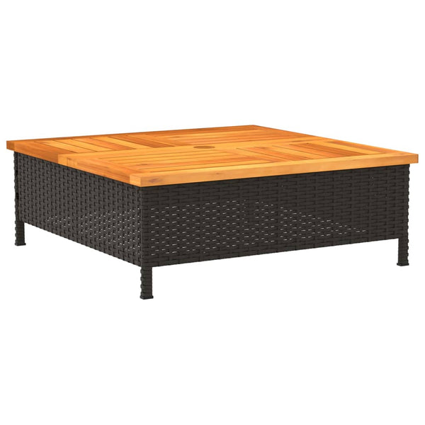 Schwarzer Gartentisch 70x70 cm Rattan Akazie