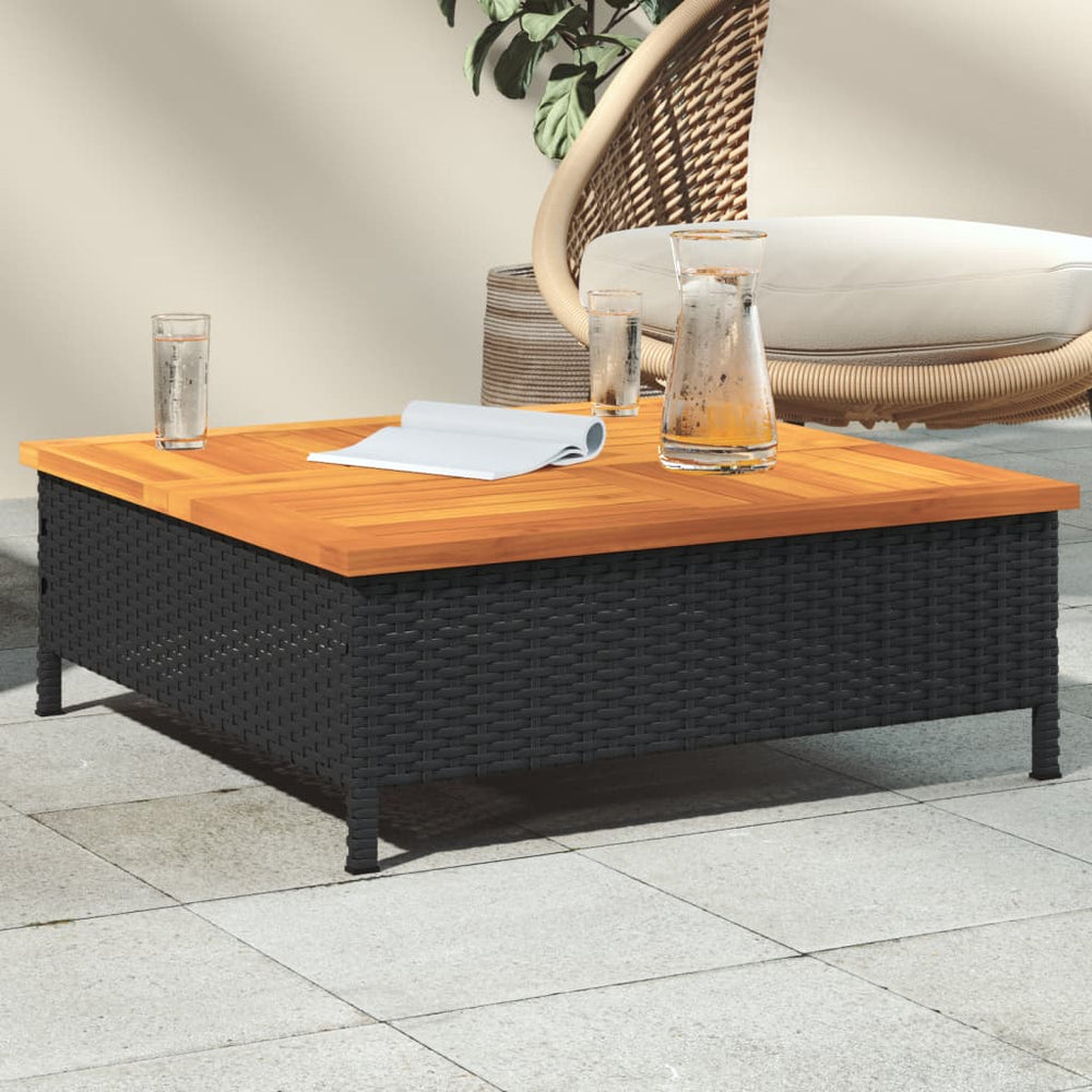 Schwarzer Gartentisch 70x70 cm Rattan Akazie