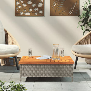 Grauer Gartentisch 70x70 cm Rattan Akazie