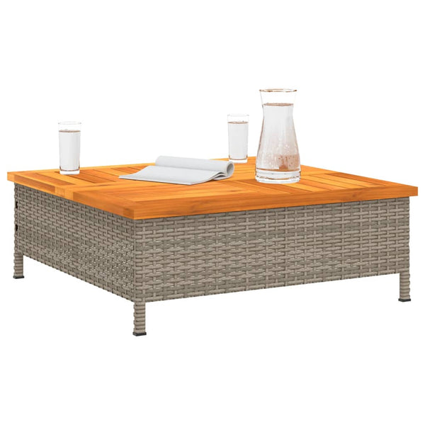Grauer Gartentisch 70x70 cm Rattan Akazie