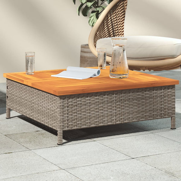 Grauer Gartentisch 70x70 cm Rattan Akazie