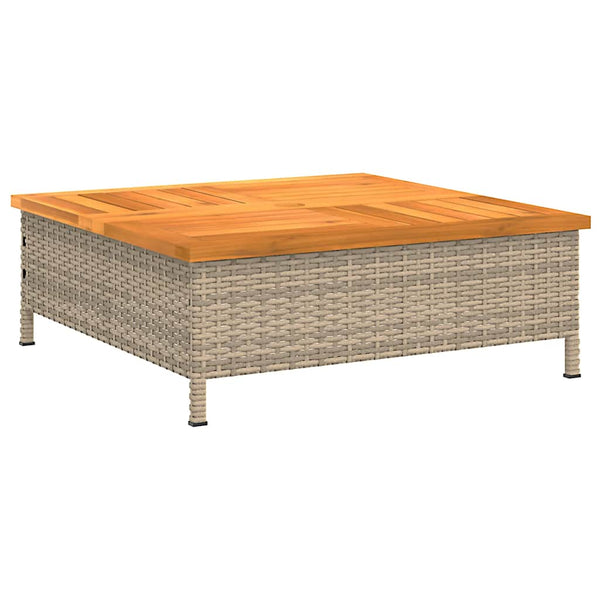Beiger Gartentisch 70x70 cm Rattan Akazie