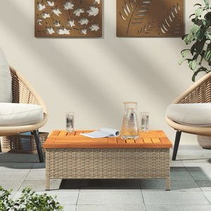 Beiger Gartentisch 70x70 cm Rattan Akazie