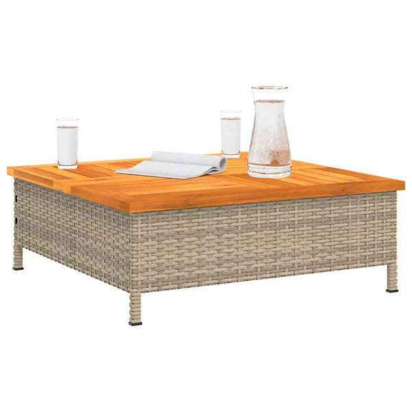 Beiger Gartentisch 70x70 cm Rattan Akazie