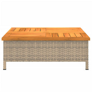 Beiger Gartentisch 70x70 cm Rattan Akazie
