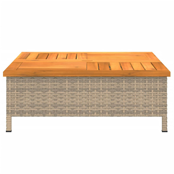 Beiger Gartentisch 70x70 cm Rattan Akazie