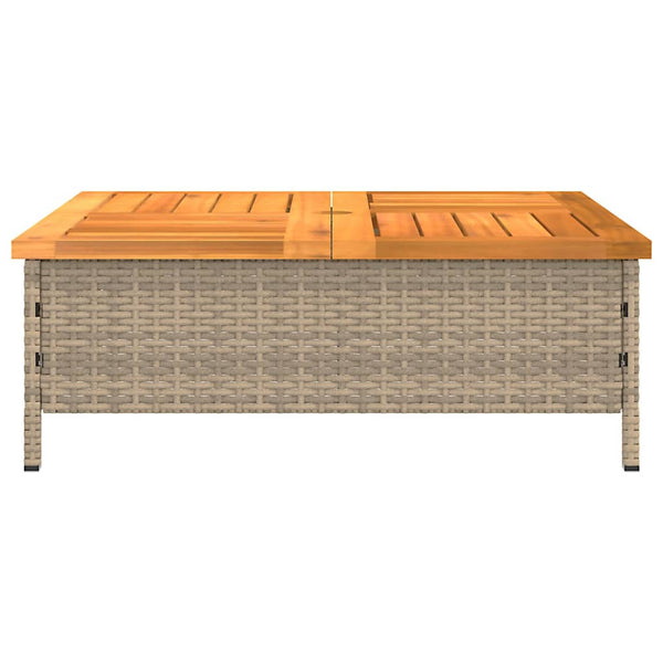 Beiger Gartentisch 70x70 cm Rattan Akazie