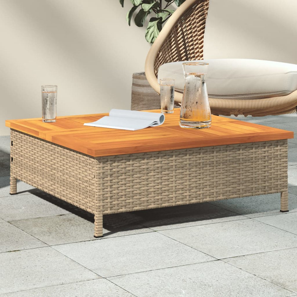 Beiger Gartentisch 70x70 cm Rattan Akazie