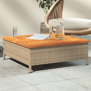 Beiger Gartentisch 70x70 cm Rattan Akazie