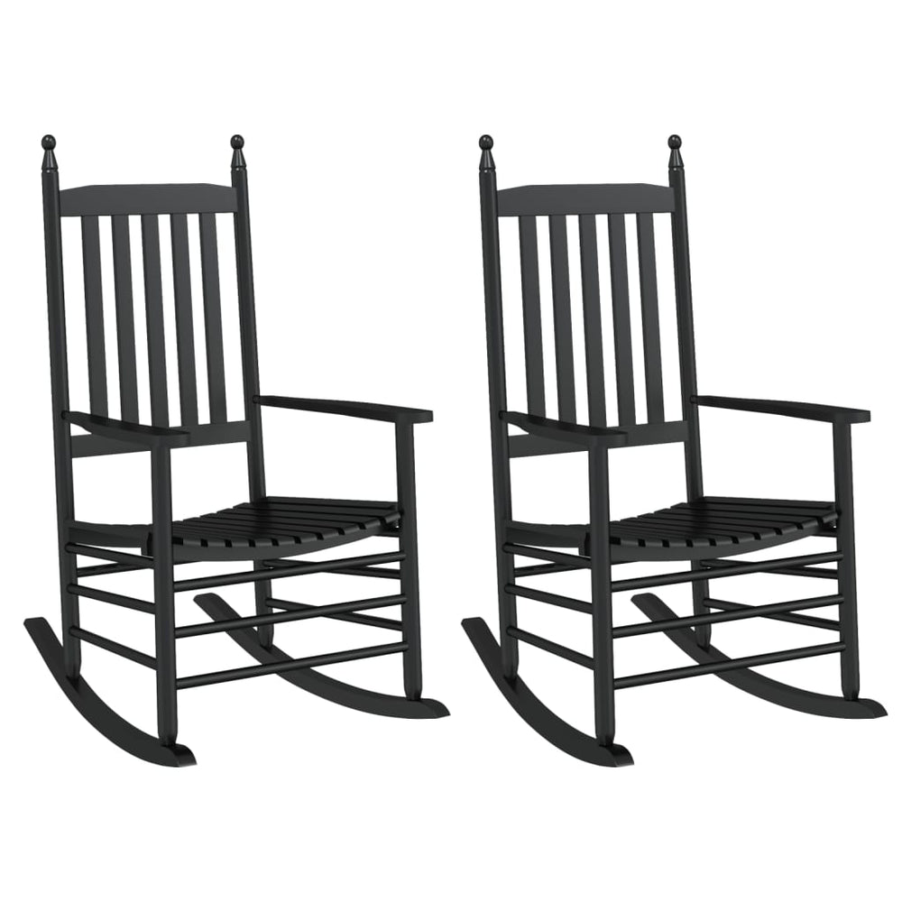Schaukelstühle Schwarz Pappelholz 2er Set