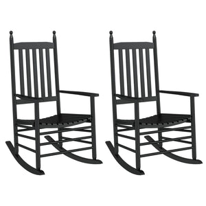Schaukelstühle Schwarz Pappelholz 2er Set