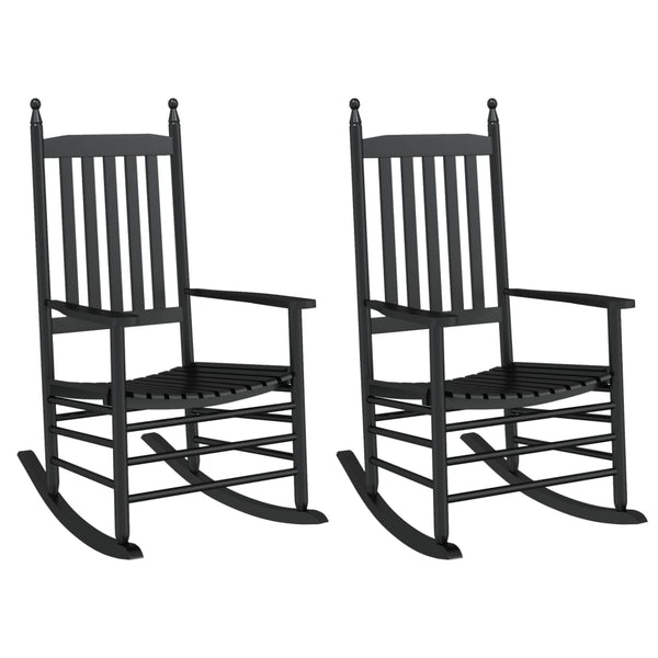 Schaukelstühle Schwarz Pappelholz 2er Set