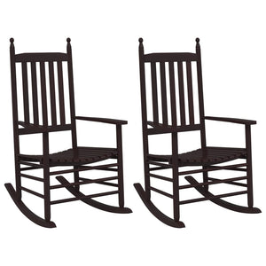Schaukelstühle 2er Set, Pappelholz Braun