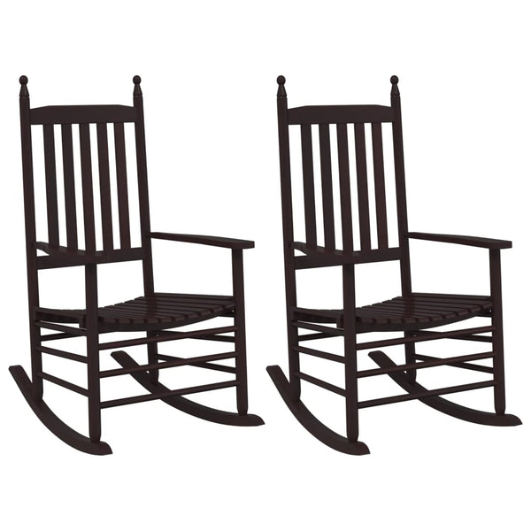 Schaukelstühle 2er Set, Pappelholz Braun