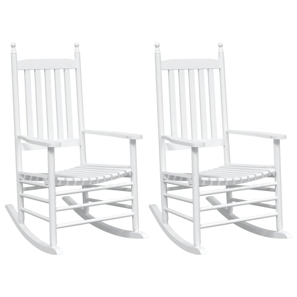 Weiße Schaukelstühle aus Massivholz (2er-Set)