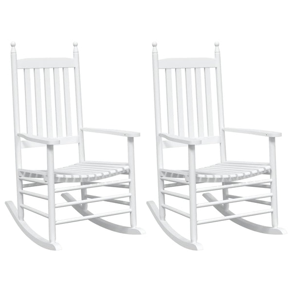 Weiße Schaukelstühle aus Massivholz (2er-Set)