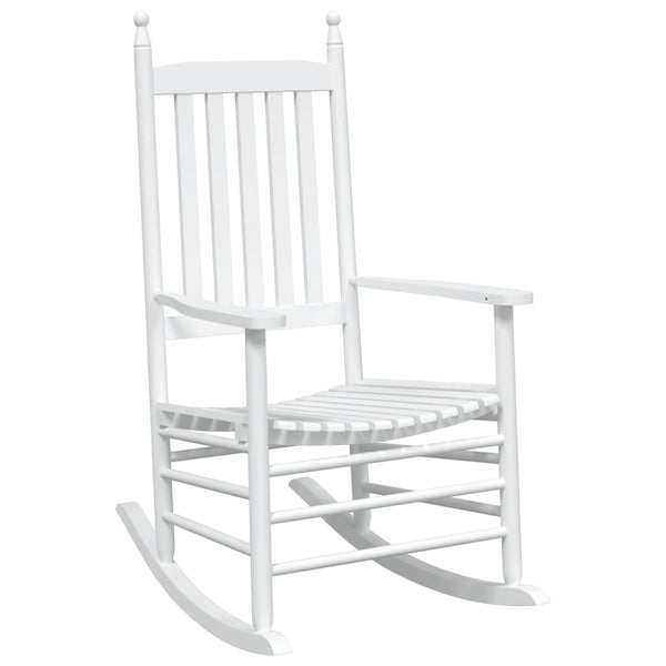 Weiße Schaukelstühle aus Massivholz (2er-Set)