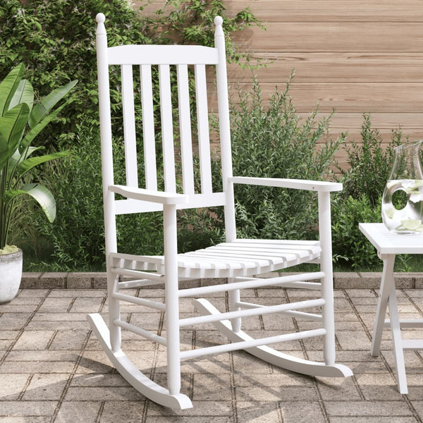 Weiße Schaukelstühle aus Massivholz (2er-Set)
