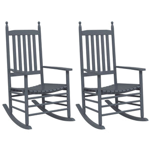 Schaukelstühle Grau Pappelholz 2er Set