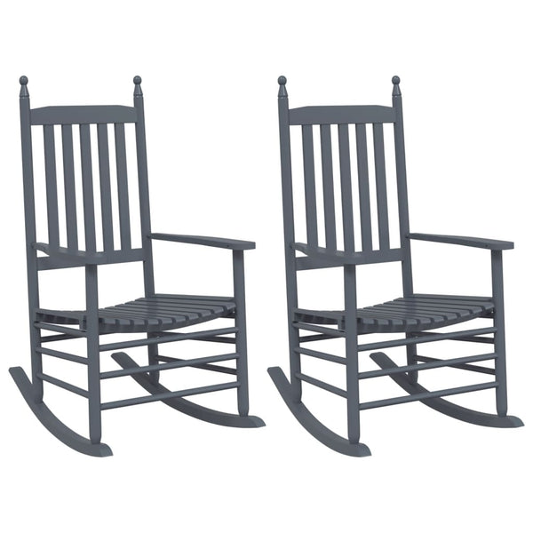 Schaukelstühle Grau Pappelholz 2er Set