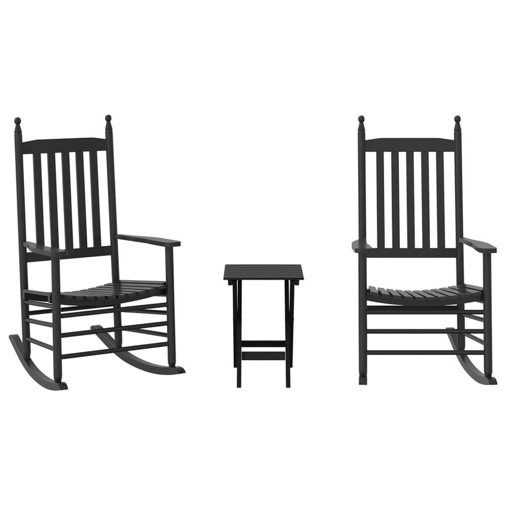 Schaukelstühle mit Tisch, Schwarz, 2er Set