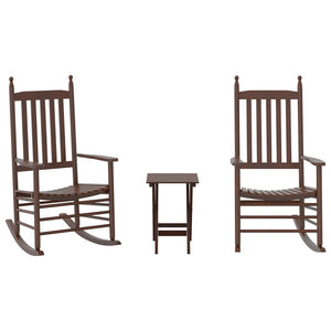 Schaukelstühle mit Tisch, Massivholz Braun