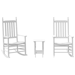 Schaukelstühle mit Klapptisch, 2er Set, Weiß