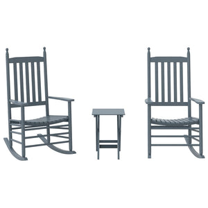 Schaukelstühle 2er Set mit Tisch Grau