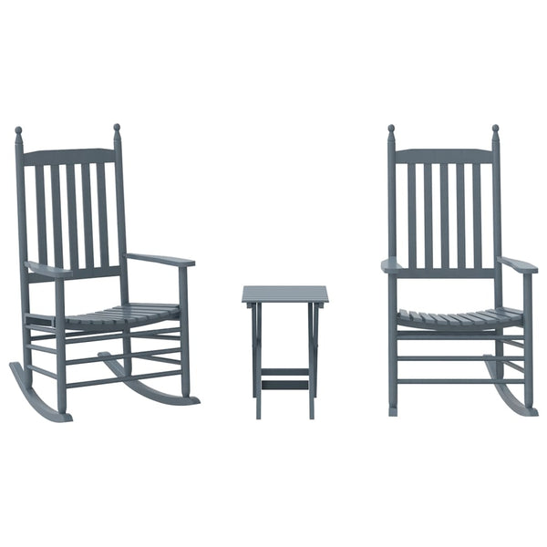 Schaukelstühle 2er Set mit Tisch Grau