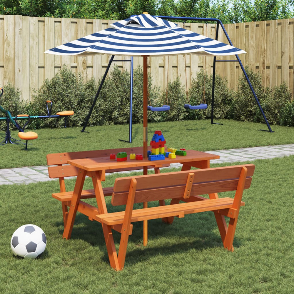 Picknicktisch Kinder mit Sonnenschirm, Tanne
