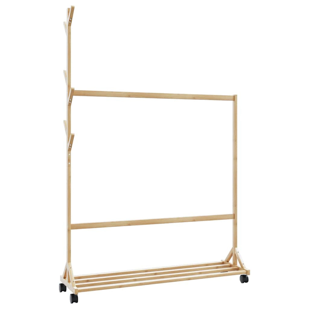 Kleiderständer Bambus mit Rollen 100x35x157 cm