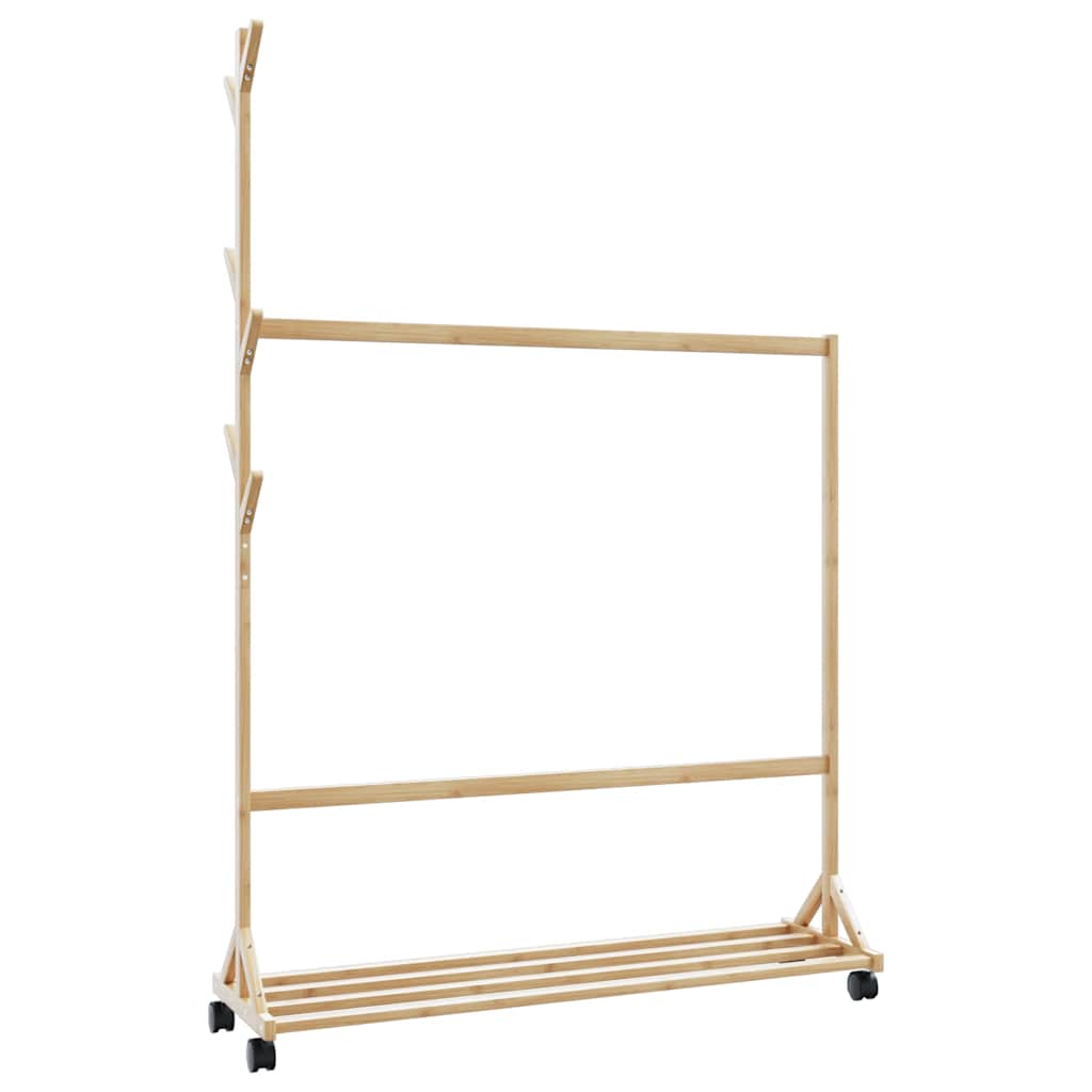 Kleiderständer Bambus mit Rollen 100x35x157 cm