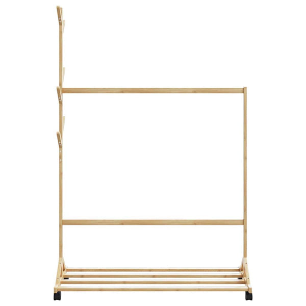 Kleiderständer Bambus mit Rollen 100x35x157 cm