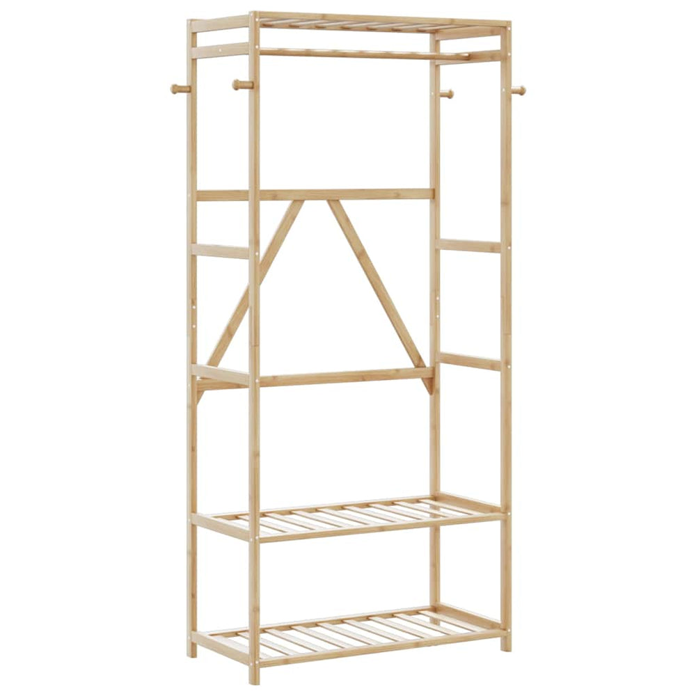 Kleiderständer Bambus mit Ablagen 80x40x175cm