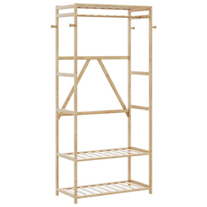 Kleiderständer Bambus mit Ablagen 80x40x175cm