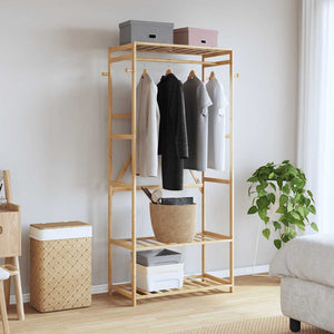 Kleiderständer Bambus mit Ablagen 80x40x175cm
