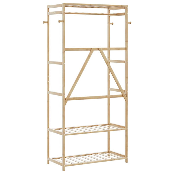 Kleiderständer Bambus mit Ablagen 80x40x175cm