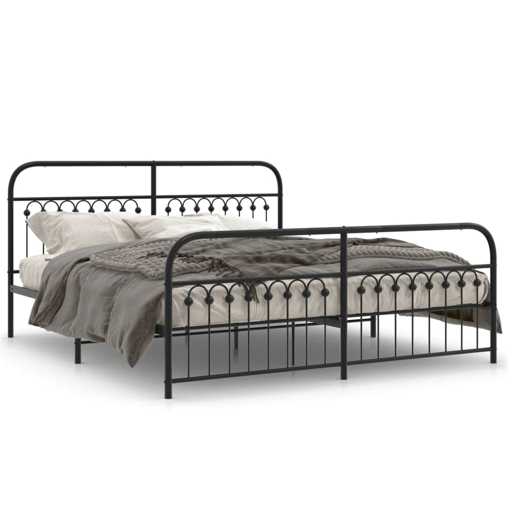 Metall Bettgestell 183x203 cm Schwarz