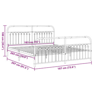 Metall Bettgestell 183x203 cm Schwarz