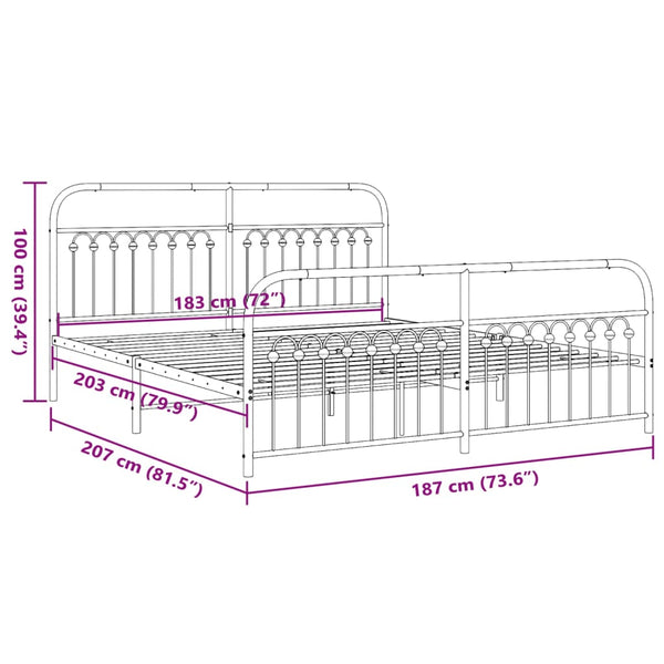 Metall Bettgestell 183x203 cm Schwarz