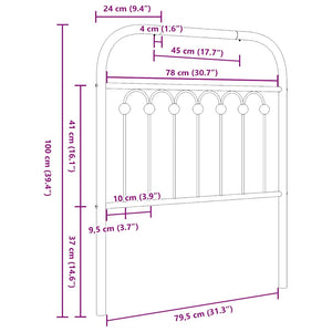 Schwarzes Metall Kopfteil 80 cm