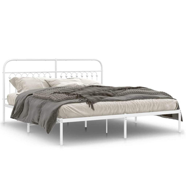 Bettgestell Metall Weiß 183x203 cm