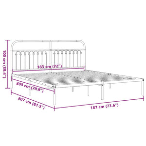 Bettgestell Metall Weiß 183x203 cm