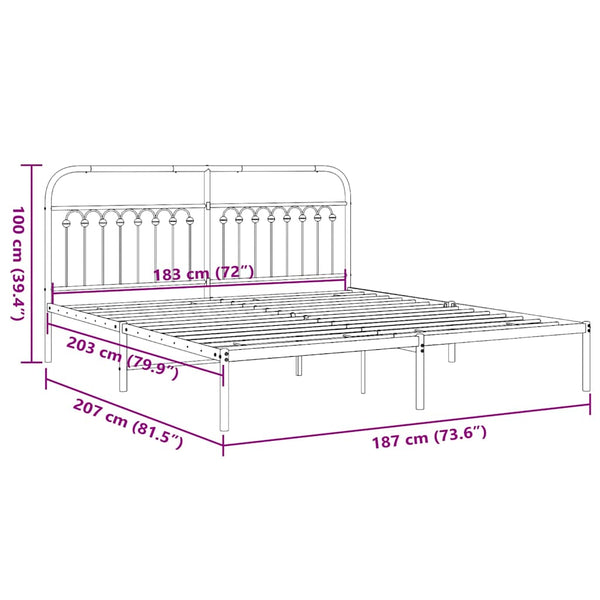 Bettgestell Metall Weiß 183x203 cm