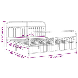 Metall Bettgestell Weiß 183x203 cm