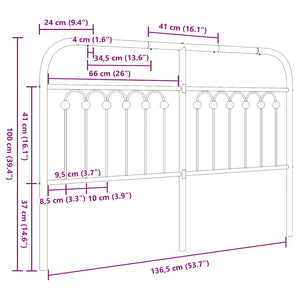 Ersatz-Kopfteil Metall Weiß 135cm