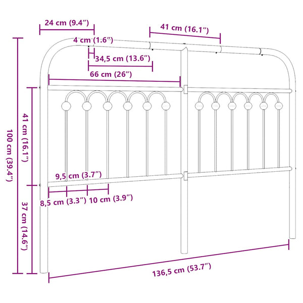 Ersatz-Kopfteil Metall Weiß 135cm